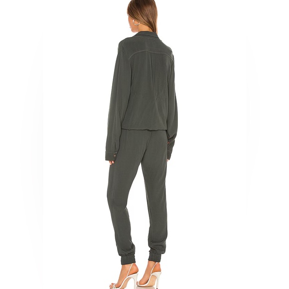 Monrow Crepe Long Sleeve Jumpsuit in Camo - Picture 2 of 6